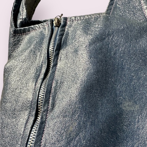 Vintage Toddler Girl Sparkle Brand Half Zip Faux Leather Metallic Tank Size 4 - Picture 11 of 13